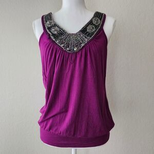 Charming Charlie fairycore purple beaded indie sleaze tank top size L